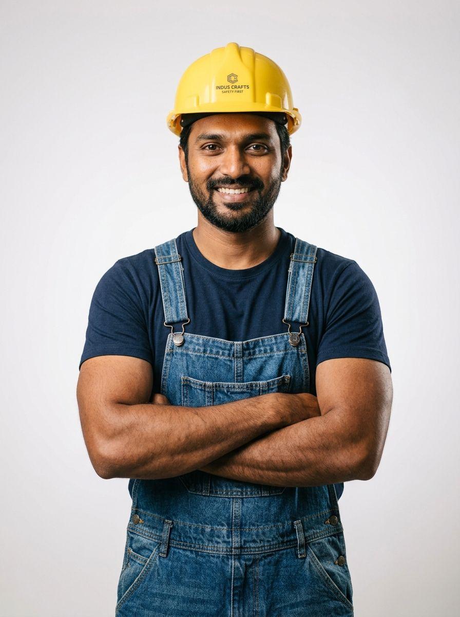Verified Labour - Skilled Indian Craftsman in hardhat